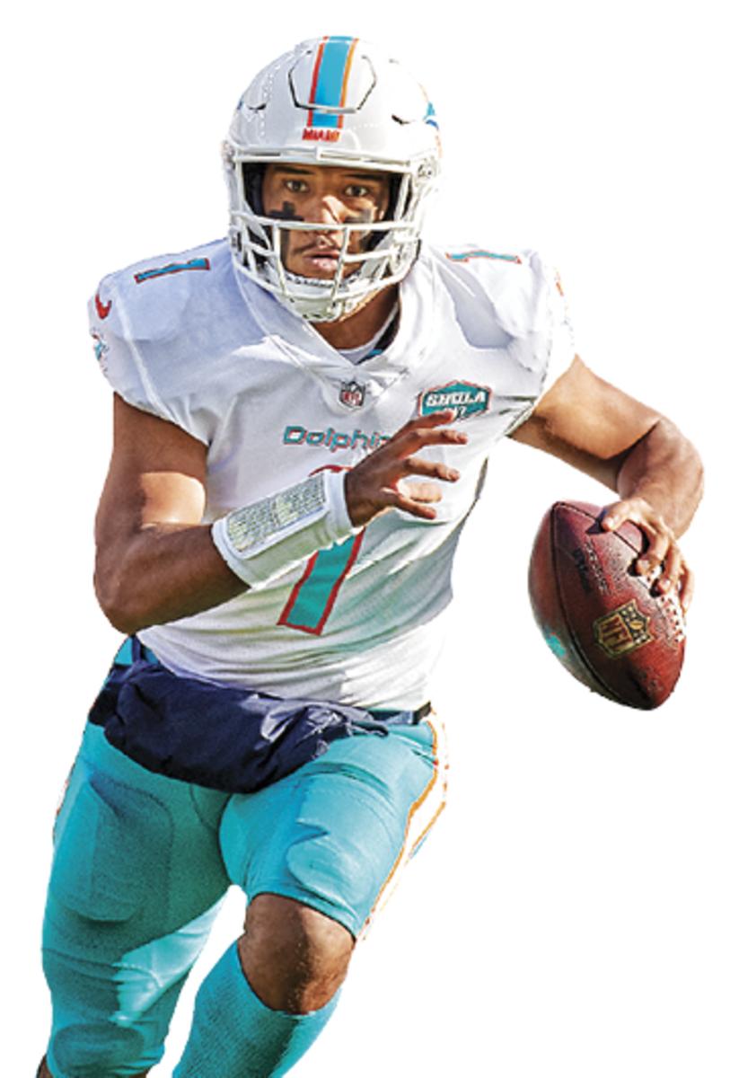 TUA TAGOVAILOA
Age: 22 The Dolphins broke him in slowly, then pulled him in favor of veteran Ryan Fitzpatrick twice. With the third pick (via Houston), they could find a new QB of the future.